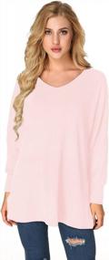 img 3 attached to Women'S Casual Knit Sweater V-Neck T-Shirt, Loose-Fit Blouse Pullover By StyleDome