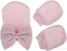 img 3 attached to 🧢 Zando Newborn Hospital Hat Toddler Beanie Baby Boy Girl Knot Headbands with Large Bows Infant Baby Nursery Caps