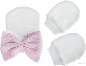 img 2 attached to 🧢 Zando Newborn Hospital Hat Toddler Beanie Baby Boy Girl Knot Headbands with Large Bows Infant Baby Nursery Caps