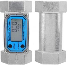 img 1 attached to Digital Turbine Flowmeter For Fuel: Hilitand Mini Flow Meter For Diesel, Kerosene & Gasoline With 15-120L Capacity, 1.5Inch NPT Connection And Blue Display