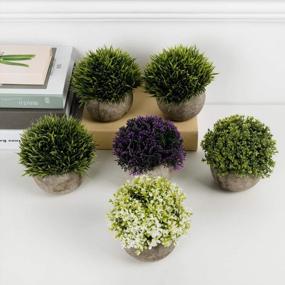 img 1 attached to U'Artlines Artificial Plastic Mini Plants Topiary Shrubs Fake Plants With Gray Pot For Bathroom,House Decorations (4Pcs Colorful Pattern 1)