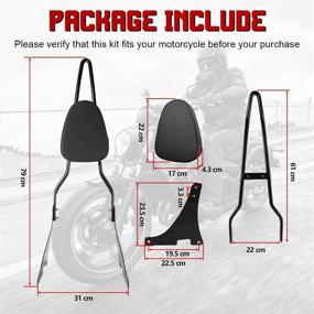 img 3 attached to INNOGLOW Sissy Bar with Backrest - PU Passenger Pad & Driver Rider Support - Fits Harley Sportster XL883 XL1200 04-UP (Black)