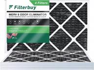 activated carbon air filters replacement - filterbuy 10x24x1 merv 8 odor eliminator (4-pack), pleated for hvac ac furnace (actual size: 9.50 x 23.50 x 0.75 inches) logo