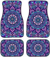 deeprinter boho mandala pattern full set car floor mat - non-slip carpet mats 🚗 for front & rear - universal fit for most sedan cars, suvs, vans - 4 pieces logo