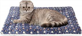 img 4 attached to Premium Fluffy Flannel Pet Blanket With Soft And Warm Cushion For Small Dogs And Cats - Blue Stars Design