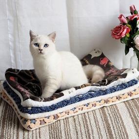 img 1 attached to Пушистое фланелевое одеяло премиум-класса с мягкой и теплой подушкой для маленьких собак и кошек - Blue Stars Design