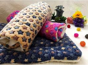 img 2 attached to Premium Fluffy Flannel Pet Blanket With Soft And Warm Cushion For Small Dogs And Cats - Blue Stars Design
