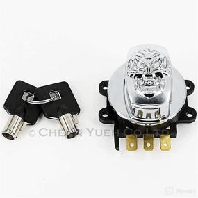 img 2 attached to Chrome Chern Yueh Skull Ignition Switch for Harley-Davidson Road King Dyna Softail 71501-93 71313-96A with Round Key