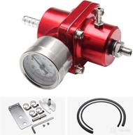 adjustable fuel pressure regulator kit with gauge hose 0-140 psi universal 6an fpr - aluminum red for htracing логотип