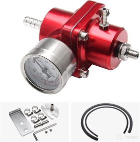 img 4 attached to Adjustable Fuel Pressure Regulator Kit with Gauge Hose 0-140 PSI Universal 6AN FPR - Aluminum Red for HTRACING