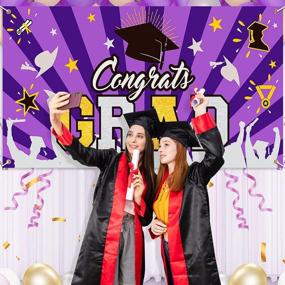 img 1 attached to Purple Extra-Large Graduation Party Banner 78.8"X40.3" For 2021 & 2022 Graduation Celebrations - Perfect Booth Backdrop, Photo Prop & Decorations - Indoor/Outdoor Use At Home Or School