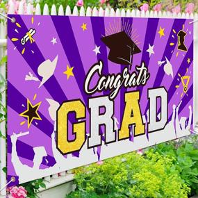 img 3 attached to Purple Extra-Large Graduation Party Banner 78.8"X40.3" For 2021 & 2022 Graduation Celebrations - Perfect Booth Backdrop, Photo Prop & Decorations - Indoor/Outdoor Use At Home Or School