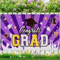 purple extra-large graduation party banner 78.8"x40.3" for 2021 & 2022 graduation celebrations - perfect booth backdrop, photo prop & decorations - indoor/outdoor use at home or school logo