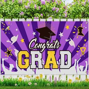 img 4 attached to Purple Extra-Large Graduation Party Banner 78.8"X40.3" For 2021 & 2022 Graduation Celebrations - Perfect Booth Backdrop, Photo Prop & Decorations - Indoor/Outdoor Use At Home Or School