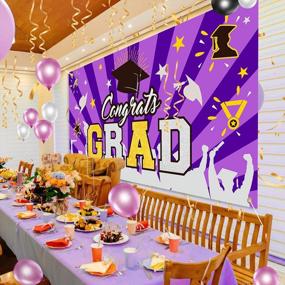 img 2 attached to Purple Extra-Large Graduation Party Banner 78.8"X40.3" For 2021 & 2022 Graduation Celebrations - Perfect Booth Backdrop, Photo Prop & Decorations - Indoor/Outdoor Use At Home Or School
