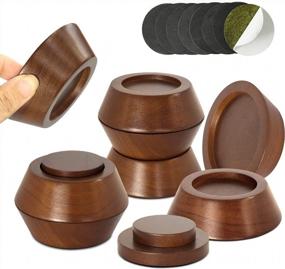 img 4 attached to FASONLA Bed Risers (Set Of 8) Furniture Risers Lifts Height 1", 2" Or 3", Solid Natural Wood Risers For Bed, Furniture, Table, Sofa, Chair With Non-Slip Recessed Hole (Dark Brown Color, 1 Inch)