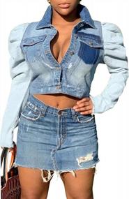 img 4 attached to Женская классическая рваная джинсовая куртка Trucker с потрепанными краями, кисточками и бойфрендом
