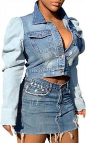 img 1 attached to Женская классическая рваная джинсовая куртка Trucker с потрепанными краями, кисточками и бойфрендом