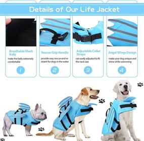 img 2 attached to 🐾 Wings Design Reflective Dog Life Jacket - SUNFURA Pet Life Vests with High Buoyancy & Rescue Handle for Small Medium Large Dogs, Adjustable Flotation Lifesaver Preserver Puppy Swimsuit for Swimming