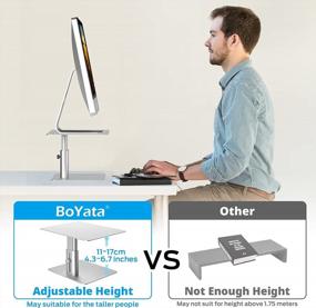 img 3 attached to Get Organized In Style: BoYata Adjustable Height Monitor Riser Stand For TV, PC, Laptop, And IMac