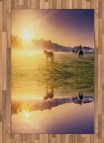img 2 attached to 4' X 5'7" Multicolor Horse Valley South Lake Reflection Sun Rising Mountains Print Area Rug For Living Room Bedroom Dining Room By Ambesonne Nature.