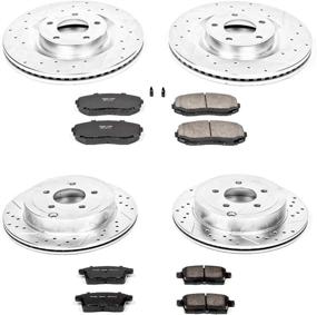 img 1 attached to Enhance Braking Performance with Power Stop K2829 Z23 Carbon Fiber Brake Pads and Rotors Kit: Drilled & Slotted for Optimum Efficiency