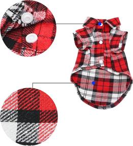 img 2 attached to YAODHAOD Dog Shirt: Stylish Plaid Clothes for Pets - British Style 👕 Tee for Dogs and Cats, Adorable and Soft Grid Apparel for All Seasons