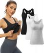 pack of 3 women's sleeveless racerback tank tops with shelf bra - ideal undershirts for workouts and everyday wear from amvelop logo