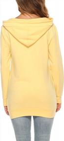 img 2 attached to Женская толстовка с капюшоном и длинным рукавом с кулиской, пуговицей и карманом - повседневный пуловер