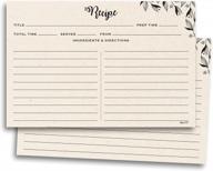 50 double-sided recipe cards 4x6", thick card stock, perfect for box & binder - neatz minimal floral kraft design logo
