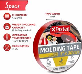img 3 attached to Super Strong Gray Automotive Molding Tape - 1-Inch X 30-Foot Double Sided Mounting Tape For Auto Body Trim, Side Mirrors, Emblems, Nameplates And Outdoor Applications By XFasten