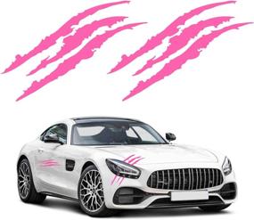 img 4 attached to Eye-catching YGMONER 2pcs Fluorescent Pink Claw Marks Decal: A Vibrant Car Sticker!