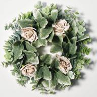 artificial wreath for front door winter spring handcraft greenery wreaths for indoor & outdoor decorations hang the wall window porch farmhouse patio garden home décor (rose pink) logo