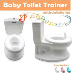 img 4 attached to 🚽 HTTMT- Classic Portable White Toddler Potty Training Toilet with Flushing Sound - Realistic Baby Chair Seat for Easy Kid Training [P/N: ET-BABY004-WHITE]