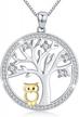 s925 sterling silver owl pendant necklace for women - family tree of life jewelry gift for graduation, christmas, mother's day, valentine's day, and anniversaries from medwise logo