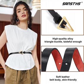 img 3 attached to Complete Your Look With SANSTHS Set Of 4 Skinny Leather Belts With Gold Buckle For Women'S Jeans, Pants, And Dresses
