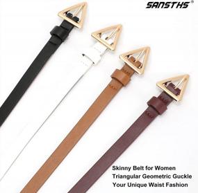 img 2 attached to Complete Your Look With SANSTHS Set Of 4 Skinny Leather Belts With Gold Buckle For Women'S Jeans, Pants, And Dresses