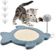 🐱 2-in-1 interactive cat toy: cat scratcher pad with detachable spring plush ball toy for indoor floor/wall mount - natural white sisal kitten scratching board logo