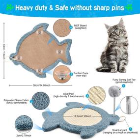 img 3 attached to 🐱 2-in-1 Interactive Cat Toy: Cat Scratcher Pad with Detachable Spring Plush Ball Toy for Indoor Floor/Wall Mount - Natural White Sisal Kitten Scratching Board