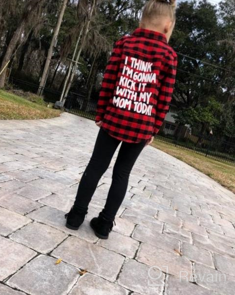 img 1 attached to Adorable Kids Baby Letters Print Long Sleeve Button Down Red Plaid Flannel Shirt - Perfect for Little Boys and Girls! review by Bradley Mutha