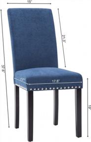 img 3 attached to NOBPEINT Dining Chair Upholstered Fabric Dining Chairs With Copper Nails,Set Of 4,Blue