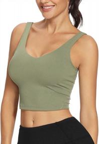 img 4 attached to Women'S Hiverlay Sports Bra Crop Tank With Built-In Support For Yoga And Athletic Workouts