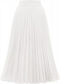 img 4 attached to DRESSTELLS Women'S High Waist Pleated Midi Skirt With Lining - Winter Length For Stylish Look