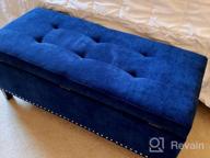 img 1 attached to Button Tufted Teal Fabric Storage Ottoman Bench - Multi-Purpose Footrest, Toy Chest And Room Organizer In CadetBlue review by Mike Gruwell