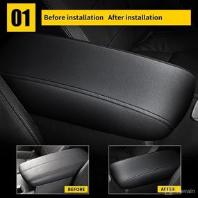 img 3 attached to AOMSAZTO Custom Fit Faux Leather Car Armrest Cover Seat Box Protector 🚘 for Nissan Altima 2019-2022 - Black Automotive Center Console Cover, Ideal Car Accessories