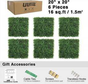 img 3 attached to ULAND 6Pcs 20"X20" Artificial Grass Wall Panels, Boxwood Hedges Mats For Greenery Backdrop Garden Privacy Screen Fence.