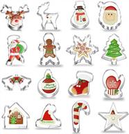 набор из 16 рождественских формочек для печенья - рождественская елка из нержавеющей стали gizhome, санта-клаус и многое другое! логотип