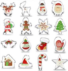 img 4 attached to 16 Pc Xmas Cookie Cutter Set - Gizhome Stainless Steel Christmas Tree, Santa Claus & More!