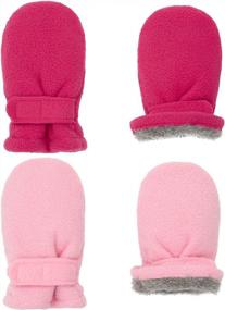 img 4 attached to Toddler Mittens Baby Boy Girls Winter Warm Mittens Kids Easy-On Sherpa Fleece Lined Mittens Snow Infant Gloves 2 Pairs