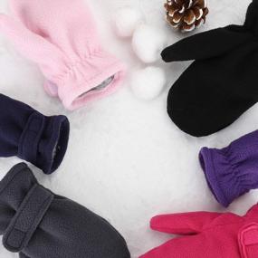 img 3 attached to Toddler Mittens Baby Boy Girls Winter Warm Mittens Kids Easy-On Sherpa Fleece Lined Mittens Snow Infant Gloves 2 Pairs